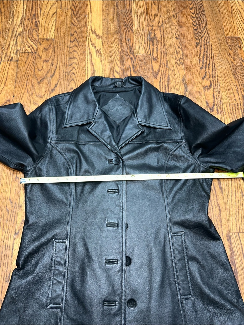 Jacqueline Ferrar Women’s Black Genuine Leather Button Front Jacket Size L - Picture 9 of 11